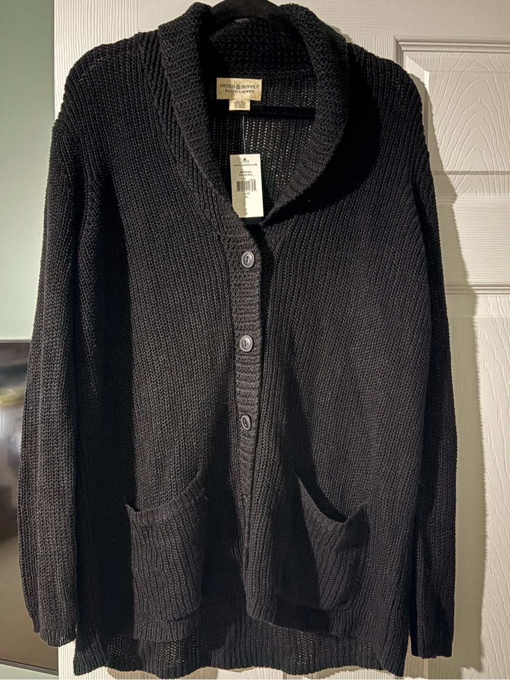 Ralph Lauren Denim & Supply Black Linen Blend Cardigan XL NWT